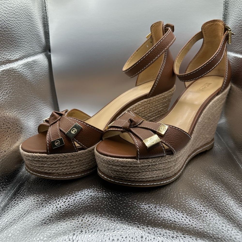 Michael Kors Tan Woven Wedges